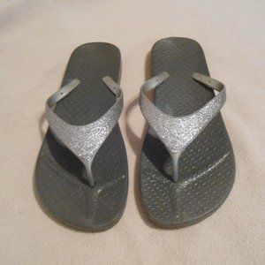 Silver Glitter Thongs Sandals